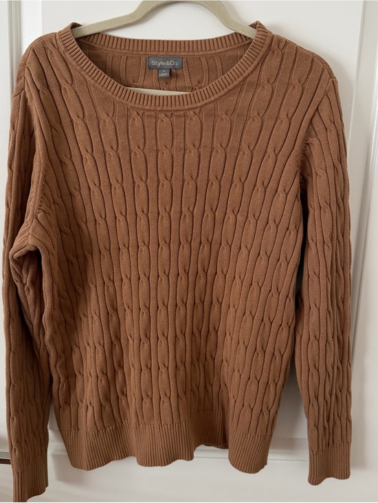 Style & Co. Sweaters - Style & Co. Cable Knit Crewneck Sweater in Warm Brown